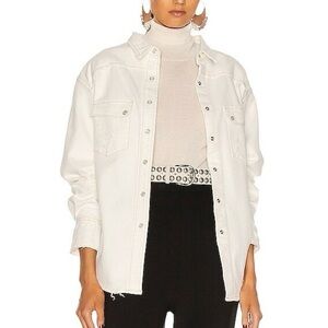 Retrofete White Jean Cotton Button Long Sleeve Shirt Jacket XS